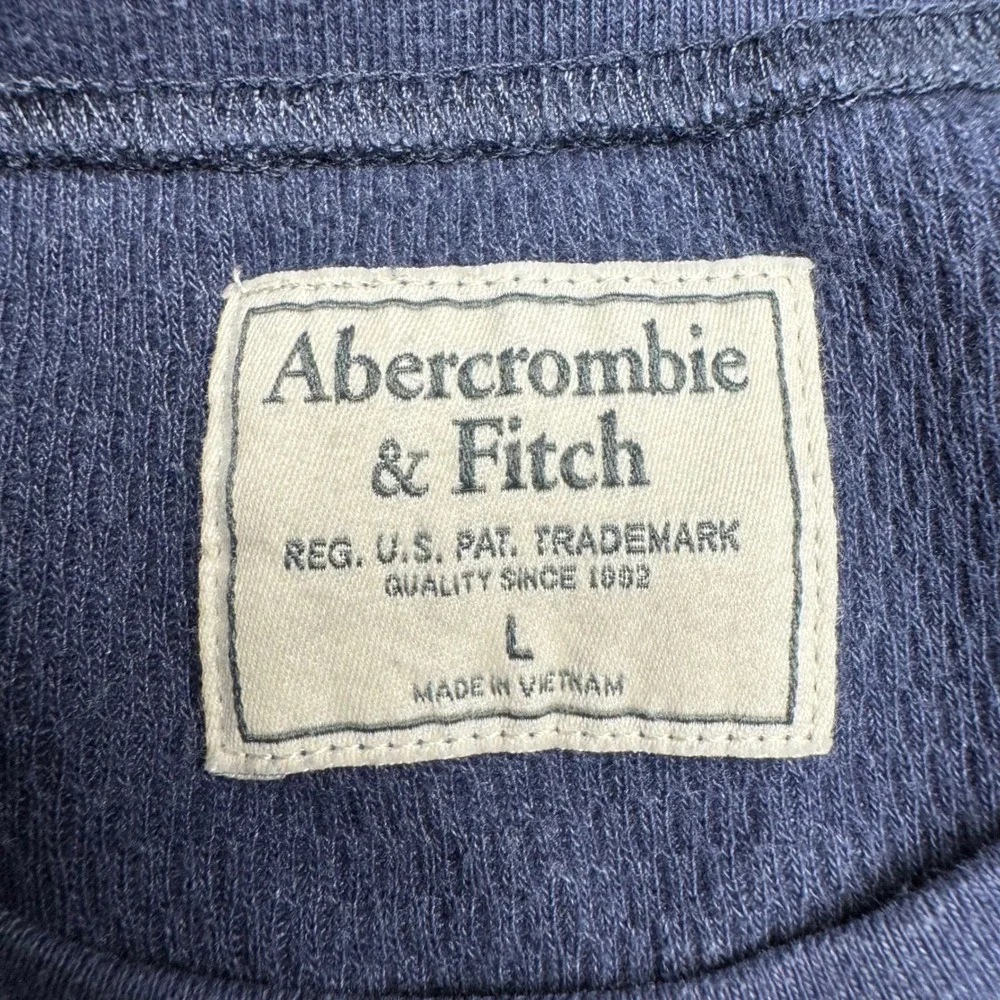 Abercrombie Fitch Mens Long Sleeve Navy Thermal Crewneck T Shirt Size L Moose - Picture 3 of 6